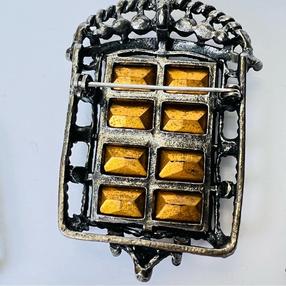 VINTAGE SARAH COVENTRY MIDNIGHT MAGIC BAROQUE GOTH PENDANT/BROOCH CLIP EARRINGS - Picture 8 of 14